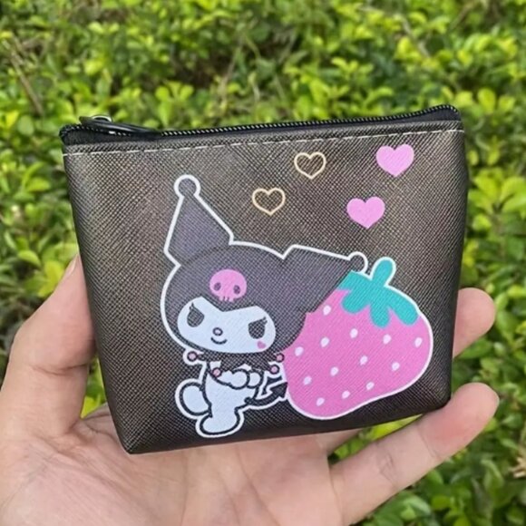 New! Sanrio Kulomi Compact Wallet Faux Leather Coin Purse - Picture 1 of 2